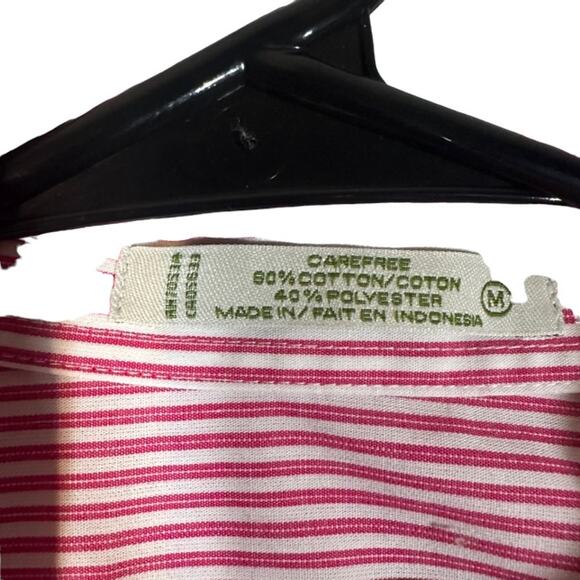 Orvis Red & White Striped Long Sleeve Cotton Blend Button Down Shirt Men Sz M - Picture 9 of 9